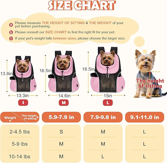 WOYYHO Pet Dog Carrier Backpack Small Dog Front Backpack Ventilated Mesh Dog - Image 4