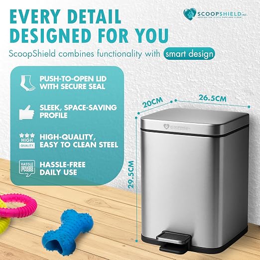 6L Outdoor and Indoor Pet Waste Container, Stainless Steel Can. Lid Opens - Image 7