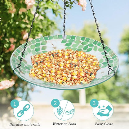 VCUTEKA Hanging Bird Bath, Glass Mosaic Bird Baths - Image 6
