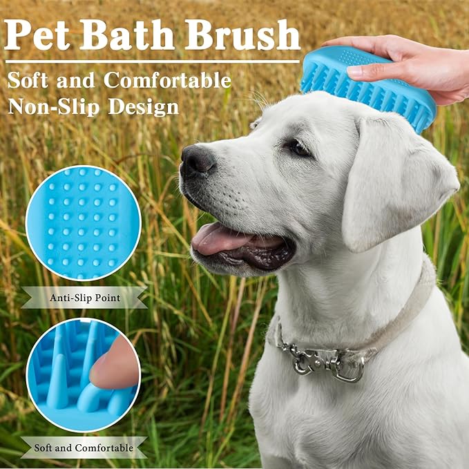 2PCS Dog Bath Brush Set | Adjustable Handle Dog Scrubber - Image 4