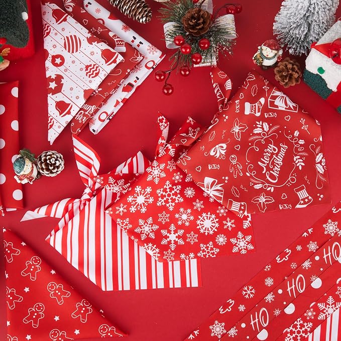 Chunful 100 Pieces Christmas Dog Bandanas Bulk Red and White Xmas Bandanas - Image 5