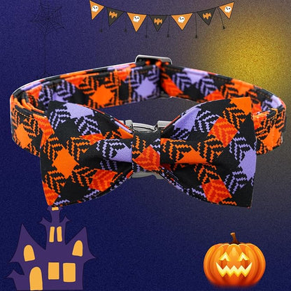 Halloween Dog Collar, Pet Collar Bow Plaid Collars Girl Boy Holiday Pet Collars - Image 4