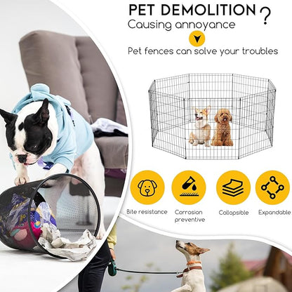 FDW 30 Inch Dog Pen 8 Panel Dog Playpen Indoor Outdoor Metal Puppy Pet Fence - Image 3