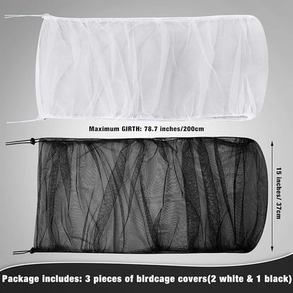3 Pieces Large Adjustable Bird Cage Cover Seed Feather Catcher Birdcage Nylon - Image 2