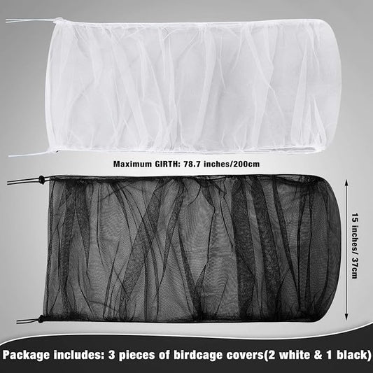 3 Pieces Large Adjustable Bird Cage Cover Seed Feather Catcher Birdcage Nylon - Image 2