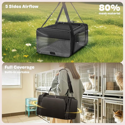 Top and 2 Sides Expandable Cat Carrier 18x13.5x9.5, TSA Airline Approved Dog - Image 3