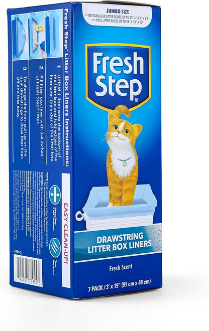 Fresh Step Jumbo Drawstring Cat Litter Box Liners, Scented Heavy Duty Kitty - Image 3