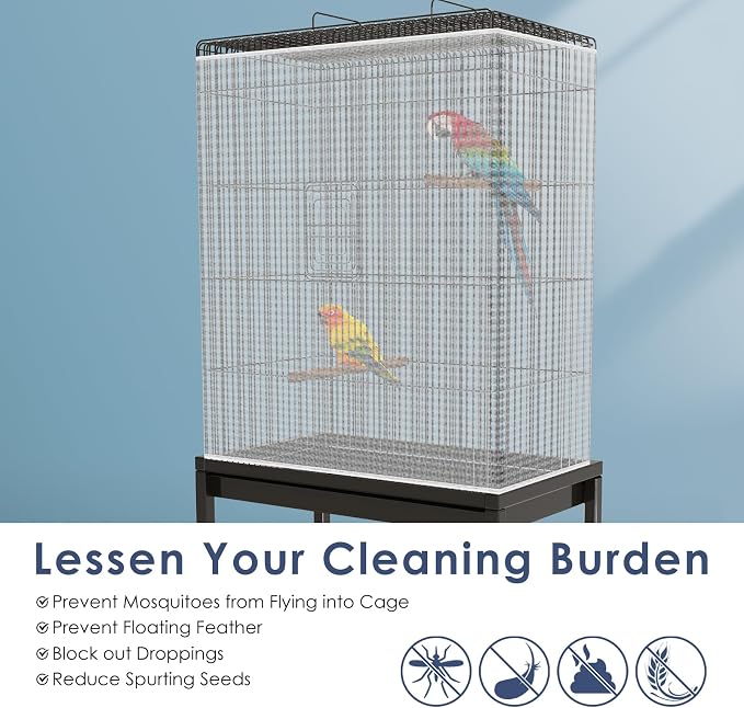 Bissap Bird Cage Seed Catcher, 90-118‘’ Universal Birdcage Net Nylon 31.8'' H - Image 4