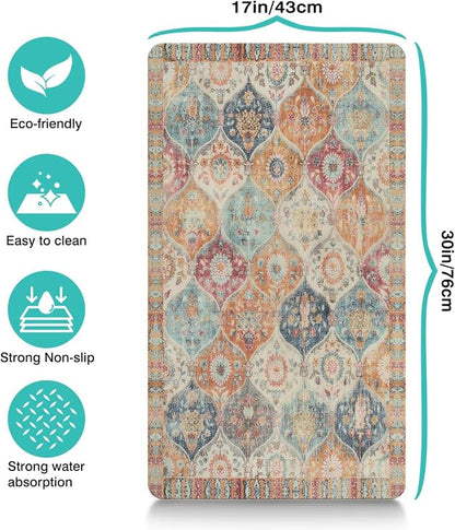 Moroccan Trellis Dog Food & Water Mat, Mexican Talavera Boho Colorful Pet - Image 6
