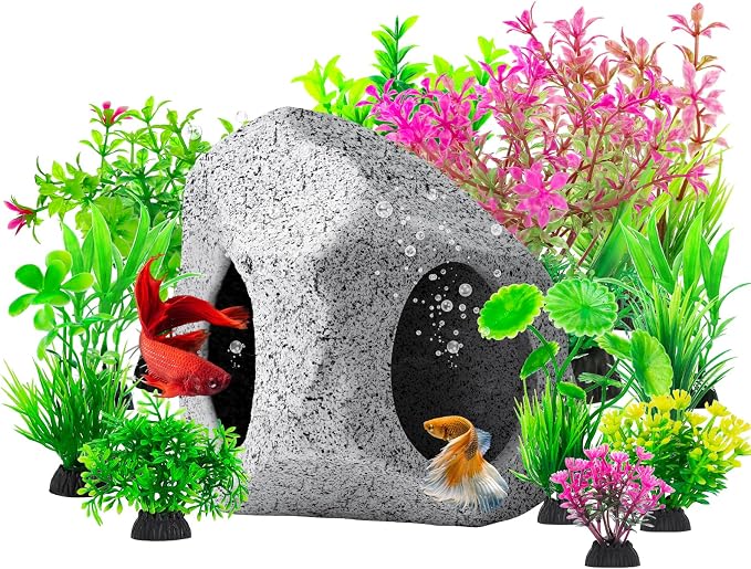 CousDUoBe 13Pcs Aquarium Hideaway Rock Cave Fish Tank Decorations quarium by CousDUoBeAquariumfishtankdecoration