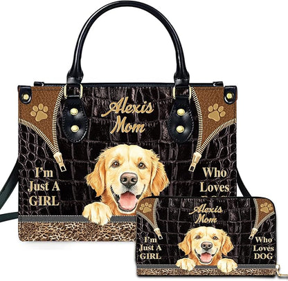 Personalized Pet Mom Leather Handbag – Custom Name Dog Cat Photo Purse by Encycom