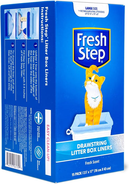 Fresh Step Drawstring Cat Litter Box Liners, Scented Heavy Duty Kitty Litter - Image 3