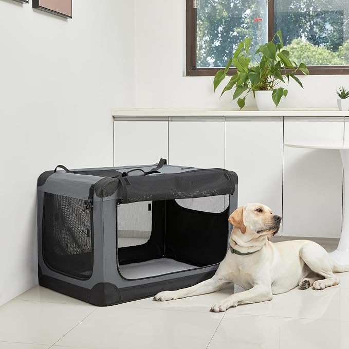 Amazon Basics 4-Door Portable Folding Soft Dog Crate, Collapsible Travel Kennel - Image 7