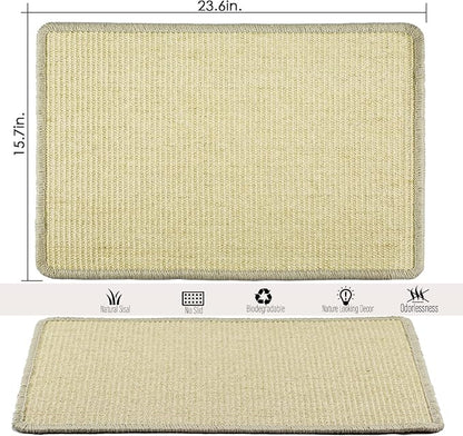 Cat Scratcher Mat, 23.6x15.7' Natural Sisal Scratching Pad - Image 2