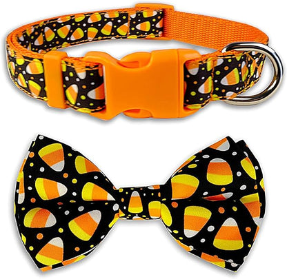 Halloween Dog Bow Tie Collar, Holiday Candy Corn Collar by PohshidoPet