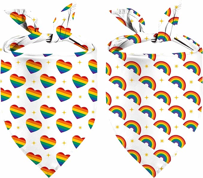 Rainbow Dog Bandanas Love is Love Pride Triangle Bibs Dog Paw Pet Scarf by Unknown
