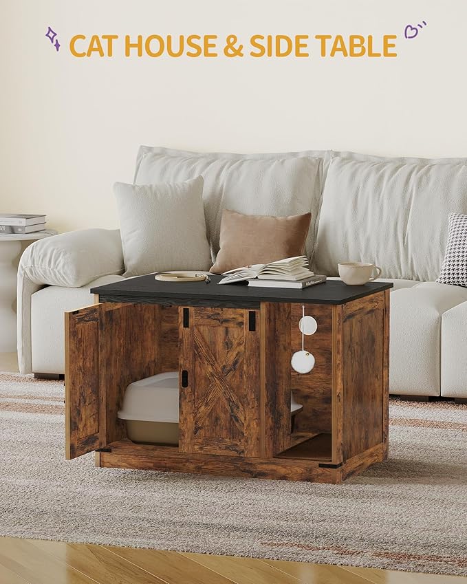 Cat Litter Box Enclosure, Hidden Litter Box Cabinet Furniture - Image 8