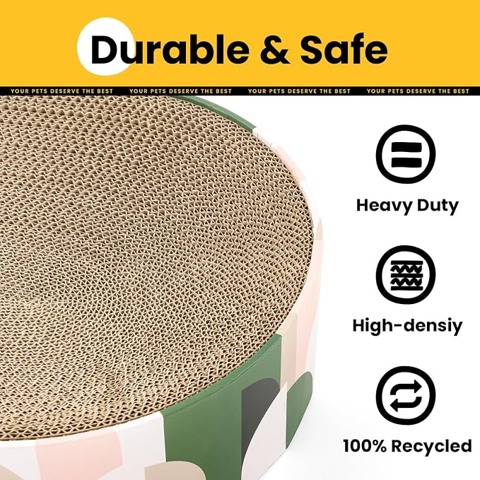 Cat Scratcher Cardboard, 2 in 1 Oval Cat Scratch Pad Bowl - Image 5