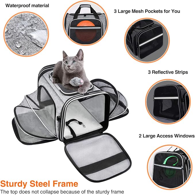 TSA Airline Approved Soft Sided Pet Carrier Top Loading 4 Side Expandable Large - Image 4