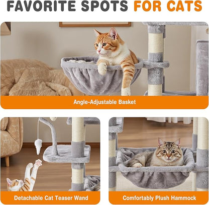 Large Cat Tree 71 Inch, Sisal Scratching Posts and Hammock, Pet Play House - Image 3