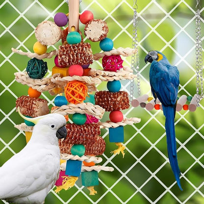 2 pcs Parrot Toys, Natural Corn Cob Bird Chewing Toys and Bird Swing Toy - Image 5