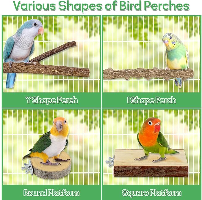 7PCS Natural Wood Bird Perches for Cage, Bird Parrot Parakeet Perch Stand - Image 2