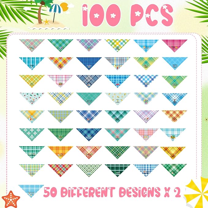 Sweetude 100 Pcs Summer Plaid Dog Bandana Bulk - Image 3