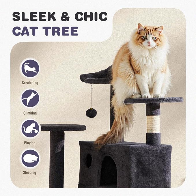 Cat Tree 54 Inch, Sisal Scratching Posts and Climbing Ladder, Pet Play Toy - Image 4