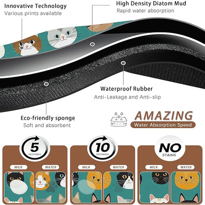 Cute Cat Dog Food Mat, Absorbent Pet Feeding Mat - Image 3