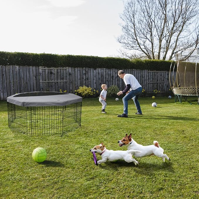 PETIME Foldable Metal Dog Exercise Pen/Pet Puppy Playpen Kennels Yard Fence - Image 6