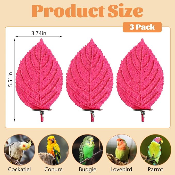 3 Pcs Bird Perch Resin Bird Beak Grinding Stone Leaf Shape Perch Stand Foot - Image 3