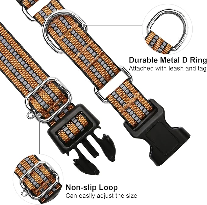 Martingale Dog Collar, Adjustable Nylon Reflective Collar - Image 3