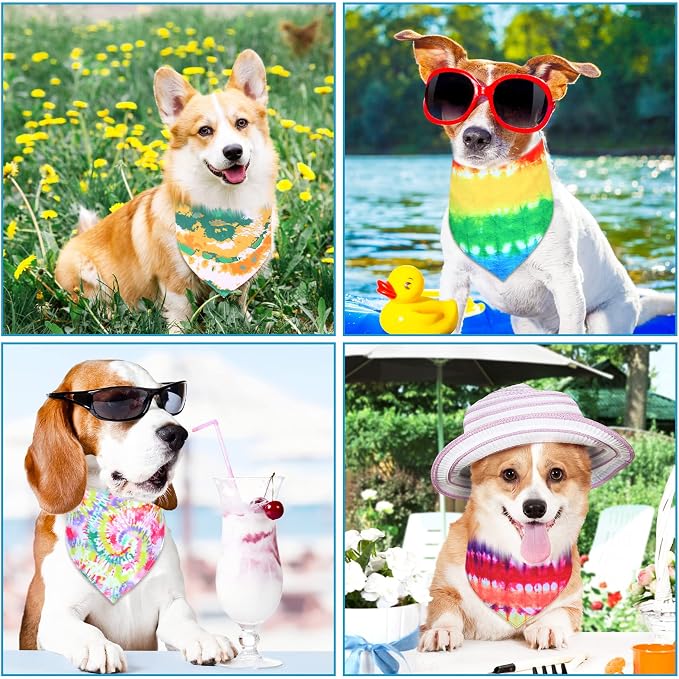 Silkfly 50 Pcs Summer Tie Dye Dog Bandanas Bulk Pet Scarf Grooming Salon - Image 5