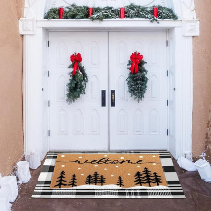 Tinideya 2 Pcs Door Mat Welcome Non Slip Coir Mats Floor Layering Doormats - Image 6