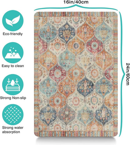 Moroccan Trellis Dog Food & Water Mat, Mexican Talavera Boho Colorful Pet - Image 6