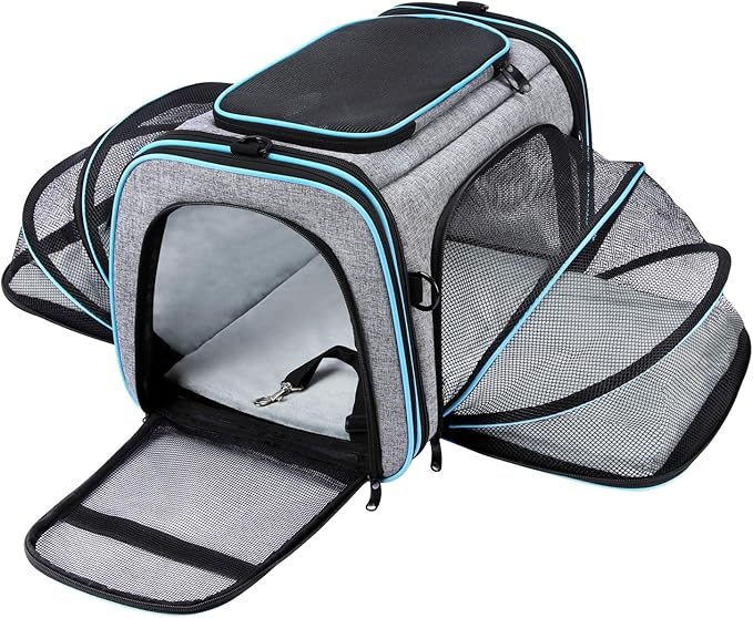 Airline Approved Pet Carrier, Large Soft Sided Pet Travel TSA Carrier 4 Sides by MASKEYON