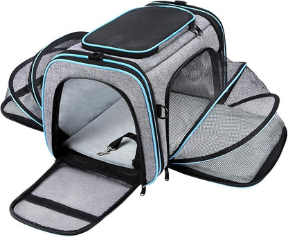 Airline Approved Pet Carrier, Large Soft Sided Pet Travel TSA Carrier 4 Sides by MASKEYON