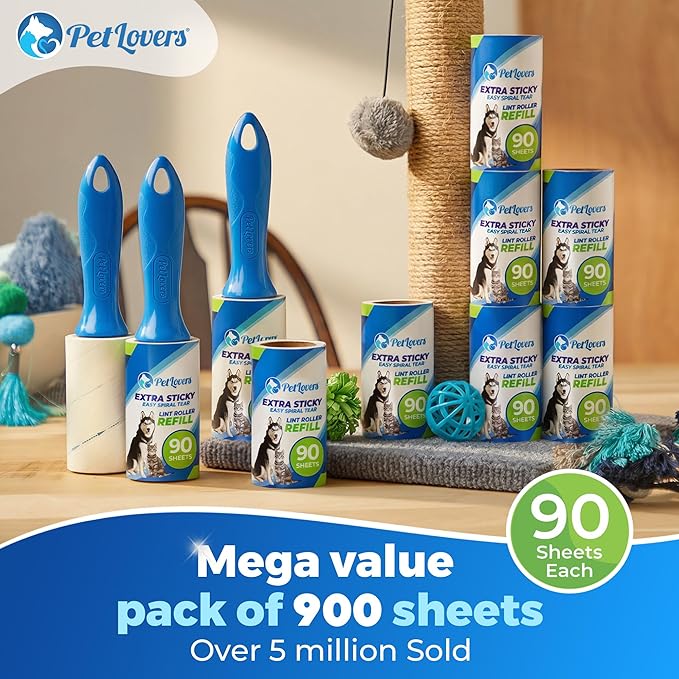 PetLovers Extra Sticky Lint Roller Mega Value Set 900 Sheets - Image 3