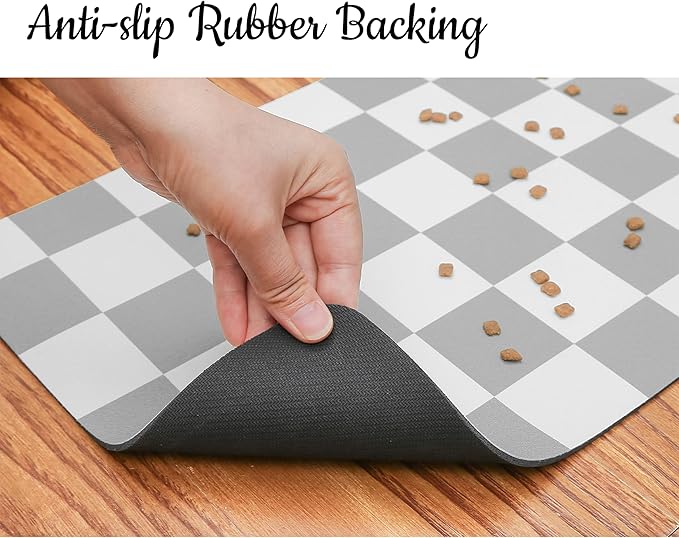 Ralxion Checkered Dog Feeding Mat, Absorbent Mats - Image 5