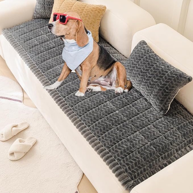 Sofa Cover Fuzzy Couch Cover for Pet, Couch Covers for Dogs Washable Non-Slip - Image 2