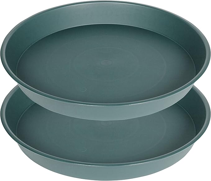 2 Pack of 14 inch Plant Saucer, 1.7" Depth Tray, Large Deep Garden Plastic by Bleuhome