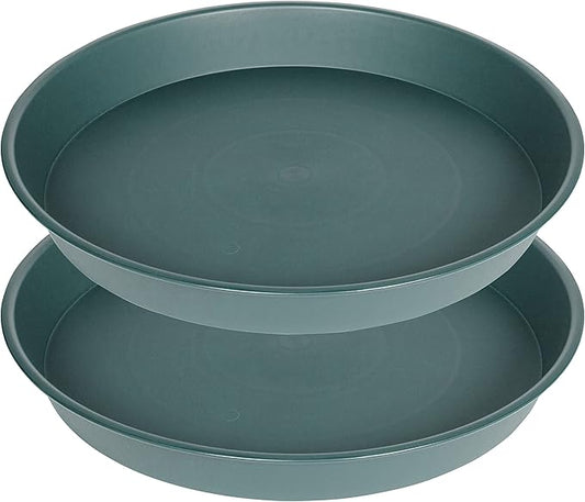 2 Pack of 14 inch Plant Saucer, 1.7" Depth Tray, Large Deep Garden Plastic by Bleuhome