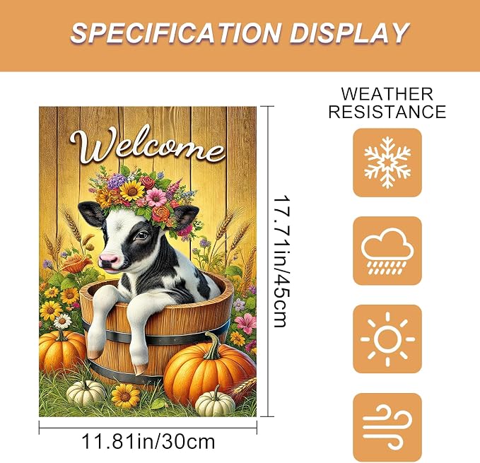 Fall Garden Flag Welcome Calf Animal Garden Flag Farm 12x18 Inch Double Sided - Image 3