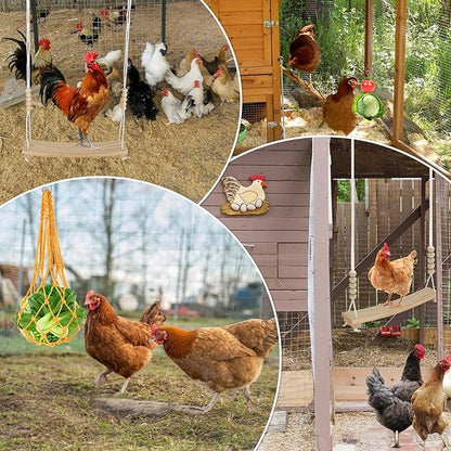 3PCS Chicken Toys for Coop Accessories, Chicken Swing, Vegetable Hanging Feeder - Image 5