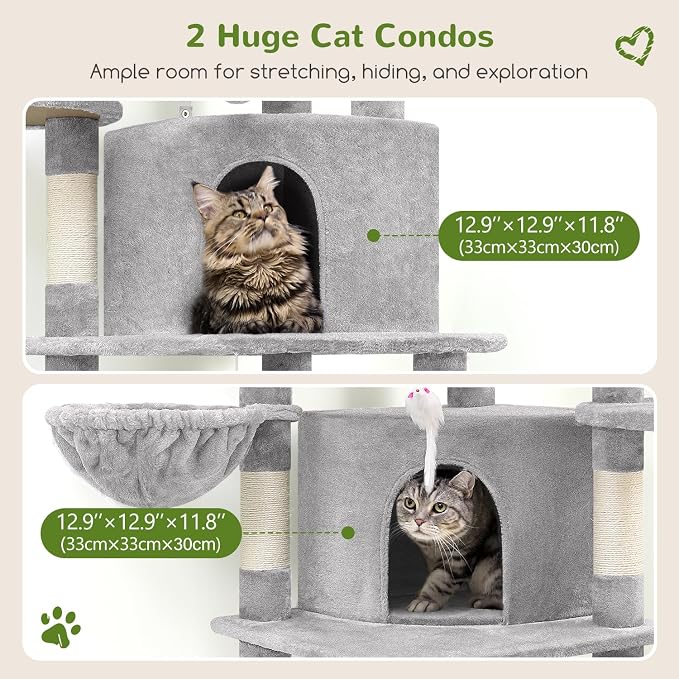 Globlazer Corner Cat Tree for Large Cats, 66inch Tall Curved Series Large Cat - Image 4