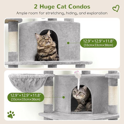 Globlazer Corner Cat Tree for Large Cats, 66inch Tall Curved Series Large Cat - Image 4