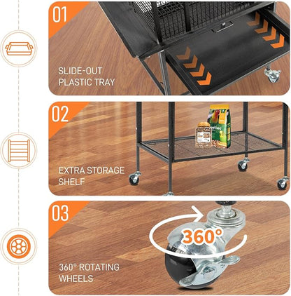 VINGLI Bird Cage with Rolling Stand - Image 3