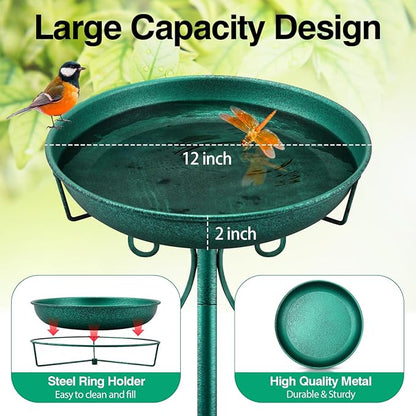 Daoeny 35In Metal Bird Bath for Outside, Vintage Freestanding Birdbaths & - Image 2