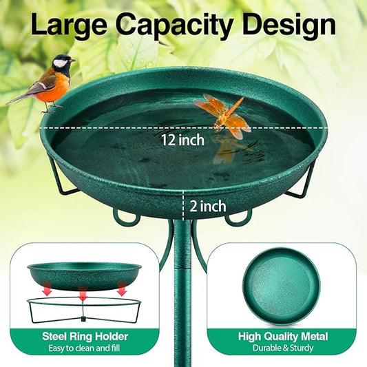 Daoeny 35In Metal Bird Bath for Outside, Vintage Freestanding Birdbaths & - Image 2