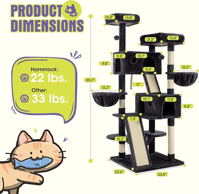 WEEWAY Cat Tree Tower for Indoor Cats, Stand House Condo Cave, Sisal Scratching - Image 3